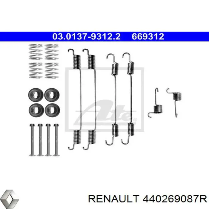 Kit de montaje de zapatas de freno traseras Renault (RVI) 440269087R precio, desde 15,58 EUR