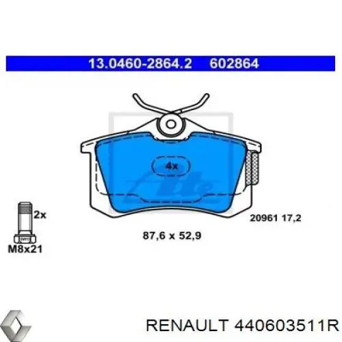 Comprar 440603511R Renault (RVI) Pastillas de freno traseras