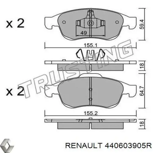 440603905R Renault (RVI) pastillas de freno delanteras