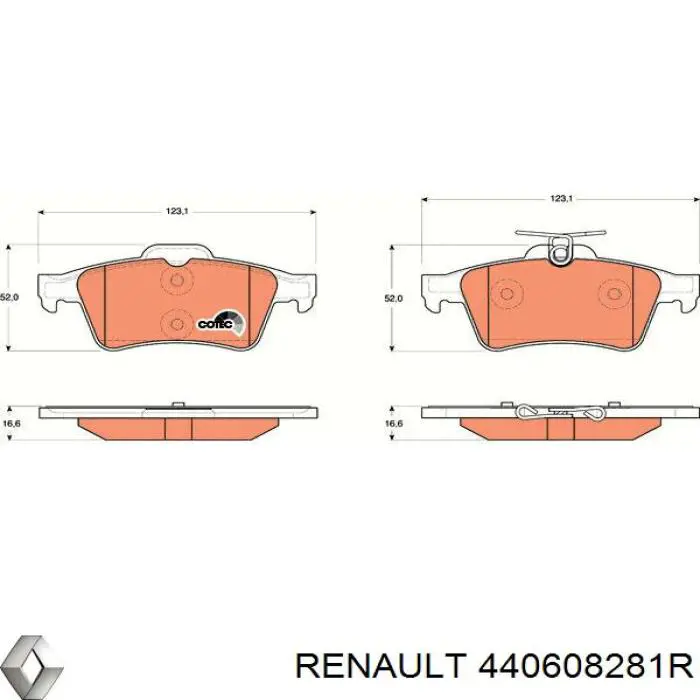 440608281R Renault (RVI) pastillas de freno traseras