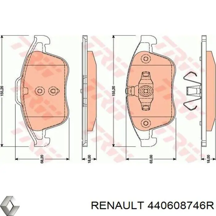 Comprar 440608746R Renault (RVI) Pastillas delanteras de freno