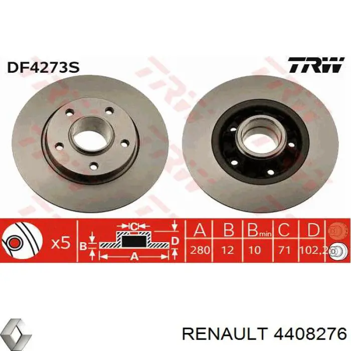 4408276 Renault (RVI) disco de freno trasero