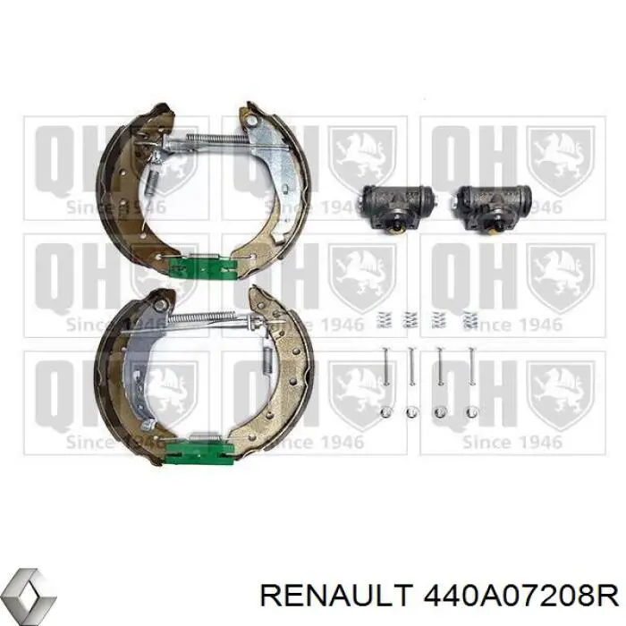 Juego de zapatas de frenos de tambor, con cilindros, completo Renault (RVI) 440A07208R