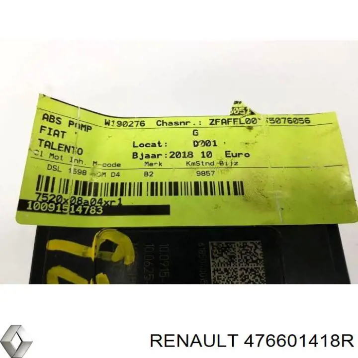 476601418R Renault (RVI) Unidad de control ABS hidráulico
