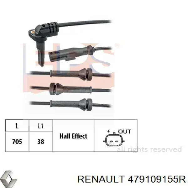 479109155R Renault (RVI) Sensor de rueda abs