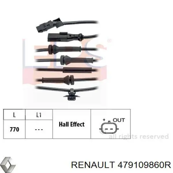 479109860R Renault (RVI) sensor abs delantero