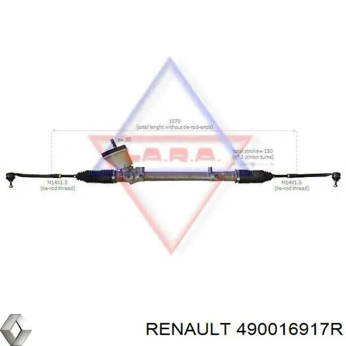 490016917R Renault (RVI) Cremallera caja de direccion
