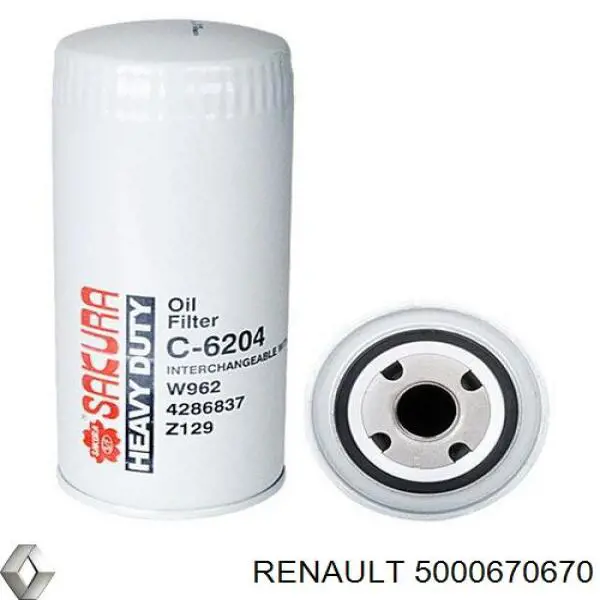 Filtro de aceite 5000670670 Renault (RVI)