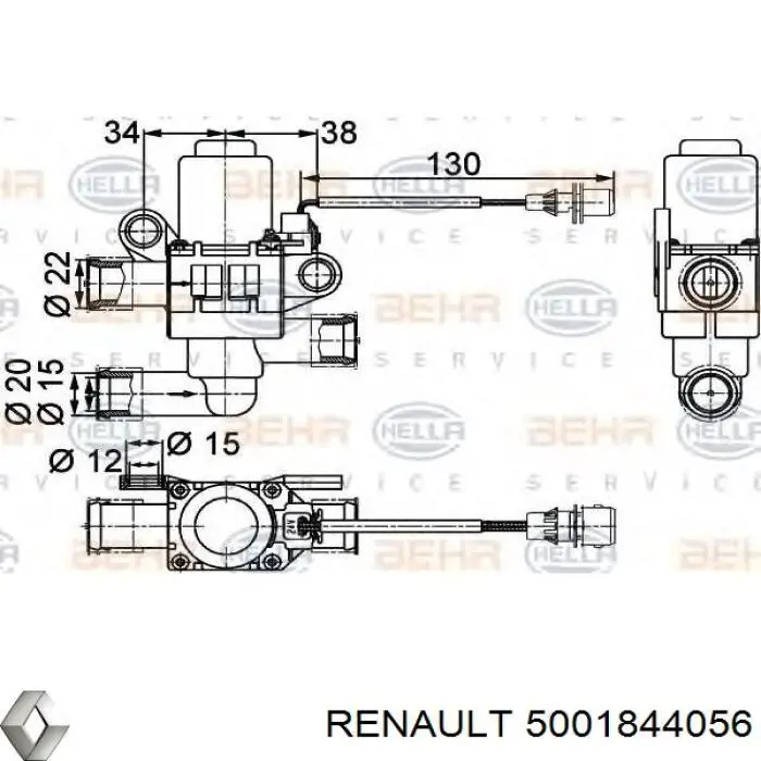 5001844056 Renault (RVI) grifo de estufa (calentador)