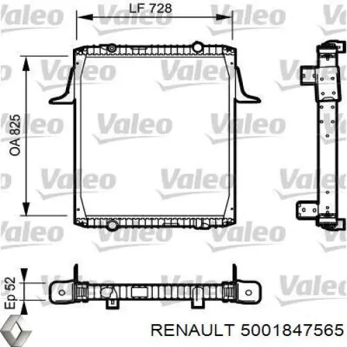 5001847565 Renault (RVI) radiador refrigeración del motor