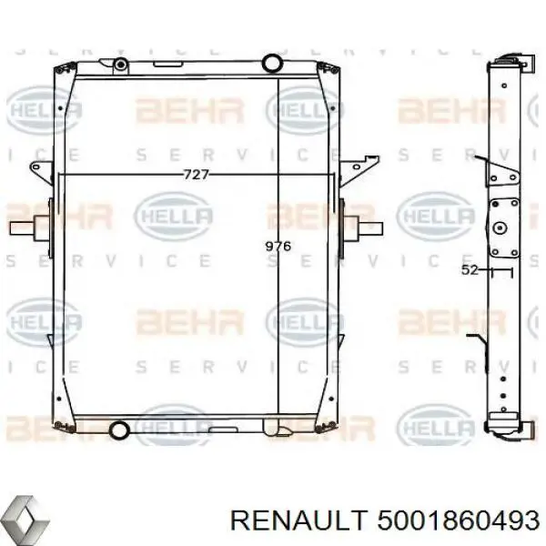 5001860493 Renault (RVI) radiador refrigeración del motor