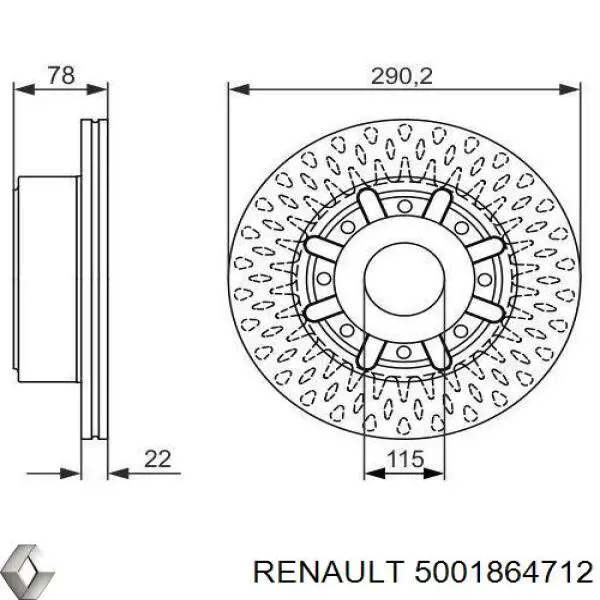 5001864712 Renault (RVI) disco de freno trasero