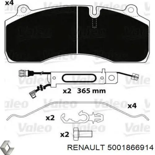 5001866914 Renault (RVI) pastillas de freno delanteras