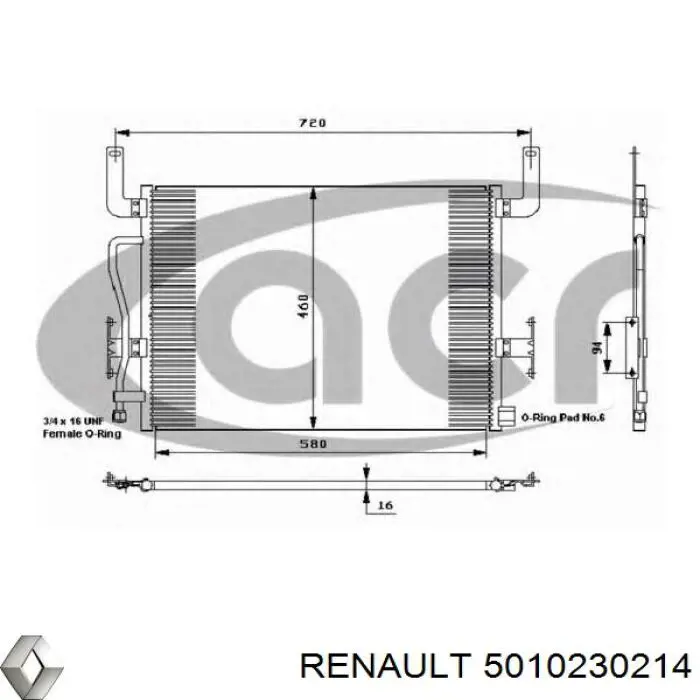 5010230214 Renault (RVI) condensador aire acondicionado