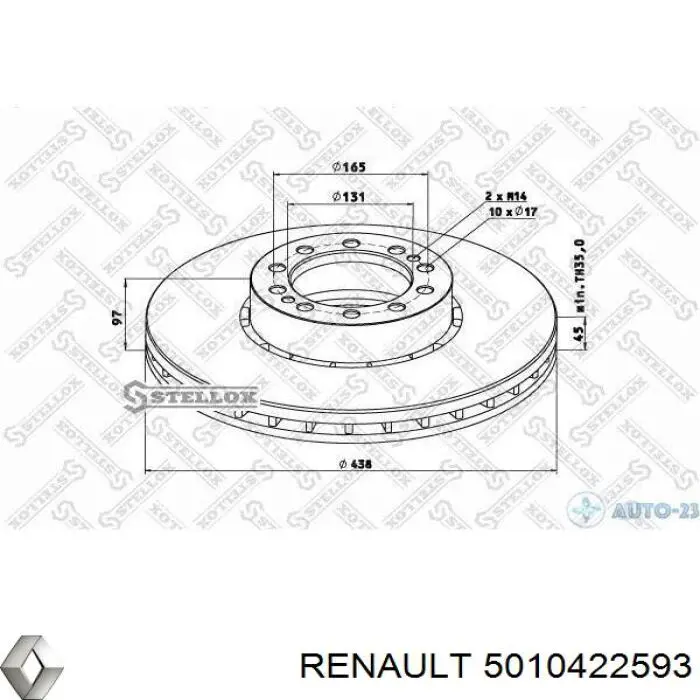5010422593 Renault (RVI) disco de freno delantero