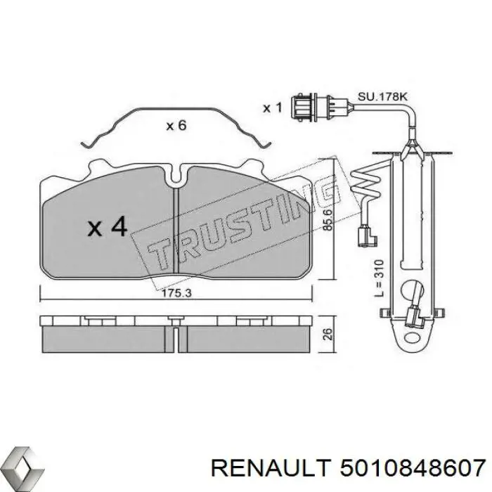 Comprar 5010848607 Renault (RVI) Pastillas delanteras de freno