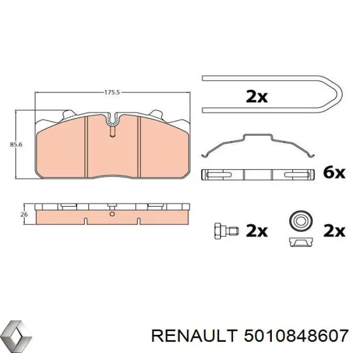 Pastillas de freno 5010848607 Renault (RVI)