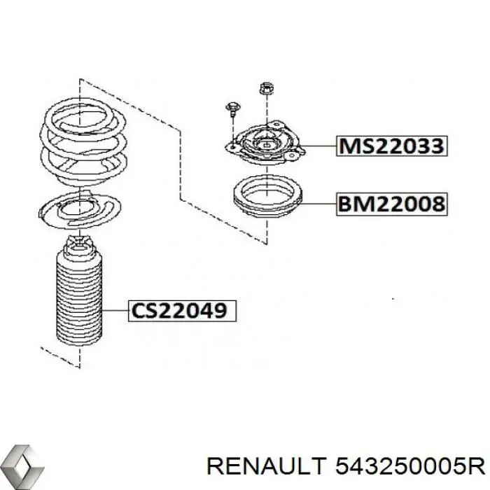 Comprar 543250005R Renault (RVI) Rodamiento de soporte del amortiguador delantero