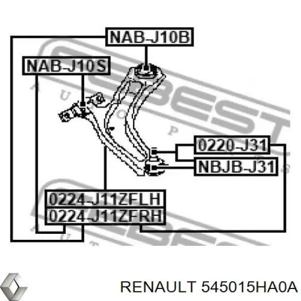 Brazo inferior izquierdo de la suspensión delantera Renault (RVI) 545015HA0A precio, desde 106,00 EUR
