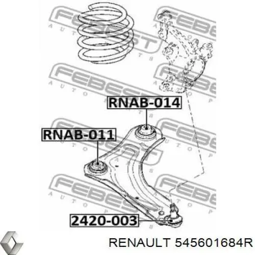 Silentblock de brazo de suspensión Renault (RVI) 545601684R precio, desde 22,11 EUR