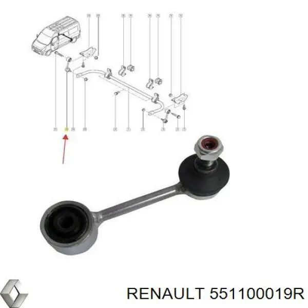 Soporte estabilizador Renault (RVI) 551100019R precio, desde 15,97 EUR