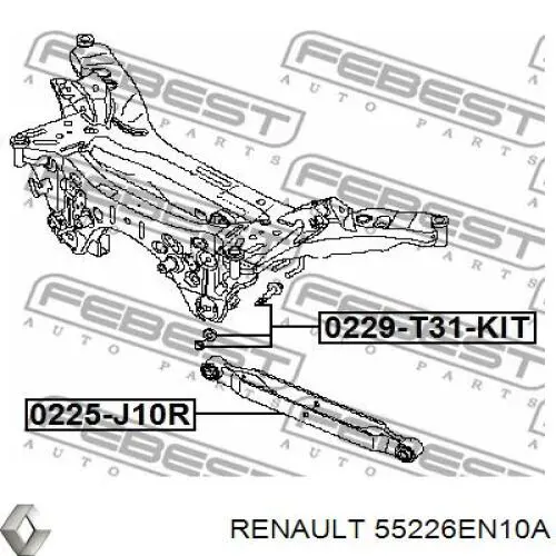 55226EN10A Renault (RVI) perno, palanca de caída trasera, interior