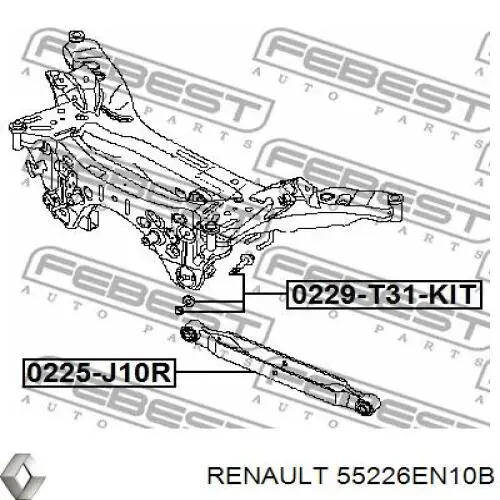55226EN10B Renault (RVI) perno, palanca de caída trasera, interior