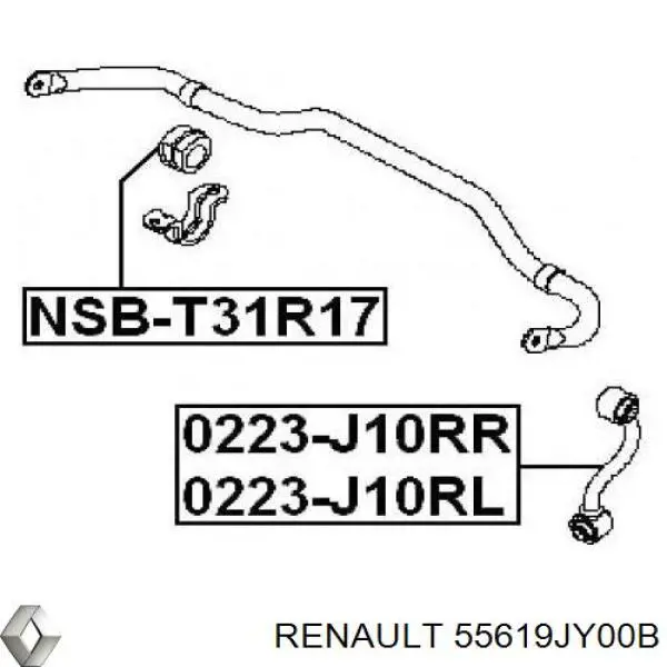 55619JY00B Renault (RVI) barra estabilizadora trasera izquierda