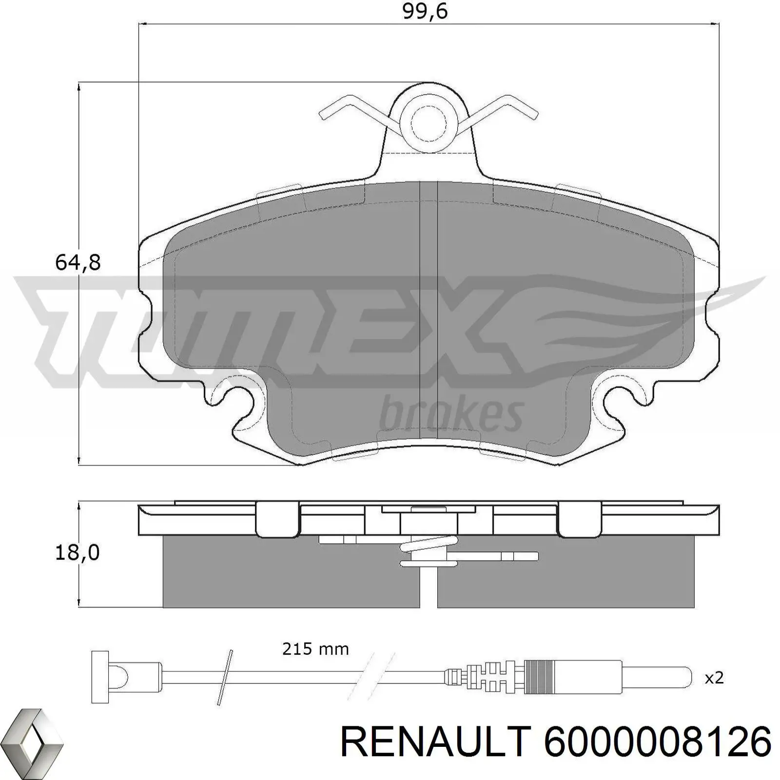 6000008126 Renault (RVI) pastillas de freno delanteras
