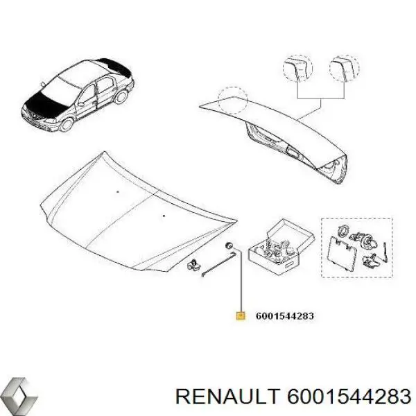 Fijador del soporte del capó Renault (RVI) 6001544283 precio, desde 7,37 EUR