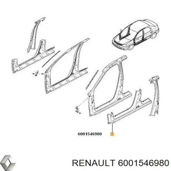 Umbral exterior izquierdo para Renault LOGAN (LS)