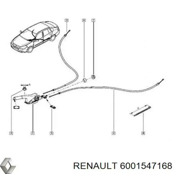Cable de freno de mano trasero derecho/izquierdo Renault (RVI) 6001547168 precio, desde 11,98 EUR