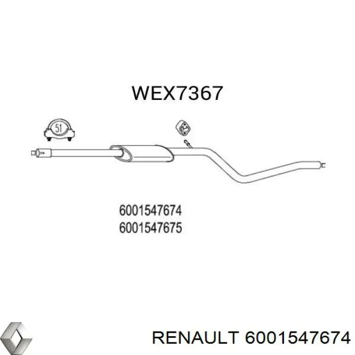 Silenciador central Renault (RVI) 6001547674 precio, desde 63,80 EUR