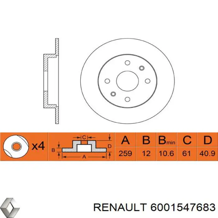 Comprar 6001547683 Renault (RVI) Freno de disco delantero