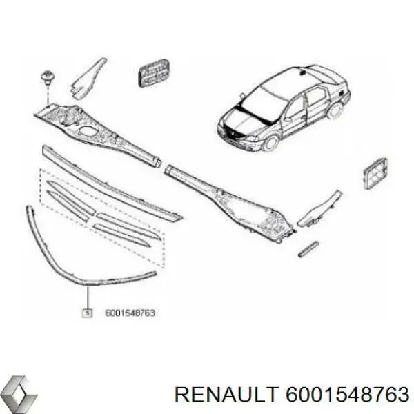 6001548763 Renault (RVI) moldura de rejilla de radiador inferior