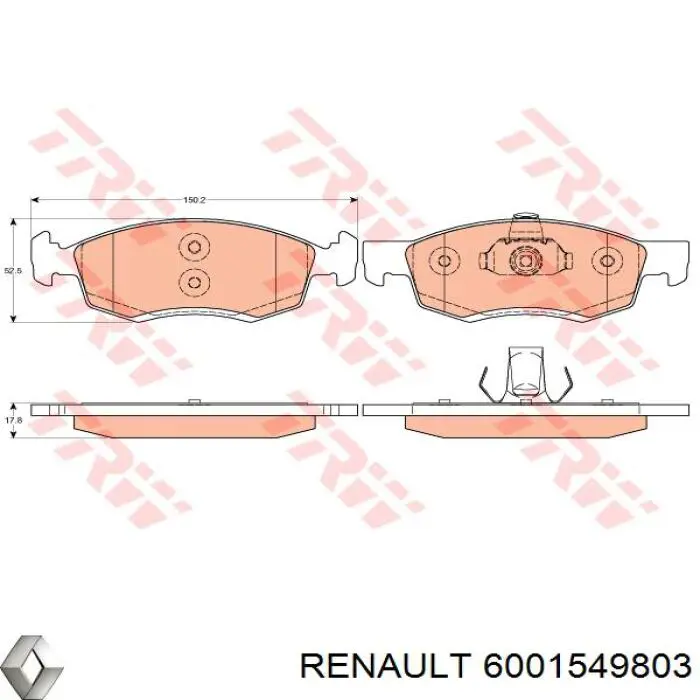 Comprar 6001549803 Renault (RVI) Pastillas delanteras de freno