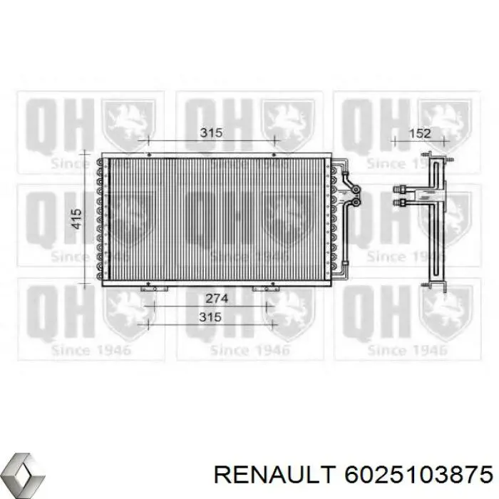 6025103875 Renault (RVI) condensador aire acondicionado