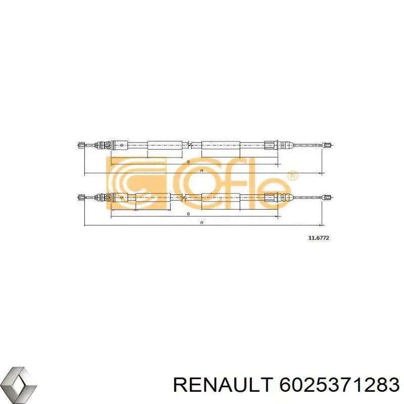 6025371283 Renault (RVI) cable de freno de mano, kit de coche