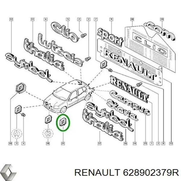 Emblema de la rejilla para Renault Kangoo (KC0)