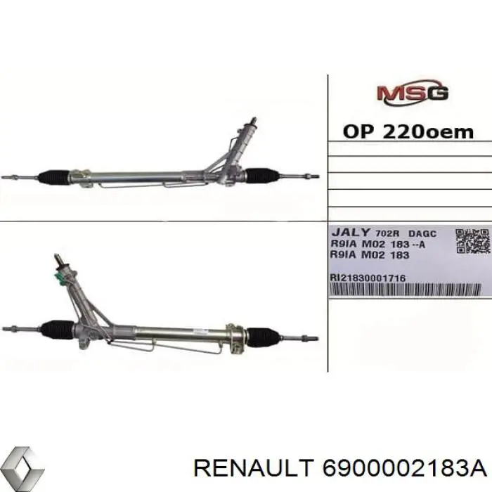 6900002183A Renault (RVI) cremallera de dirección