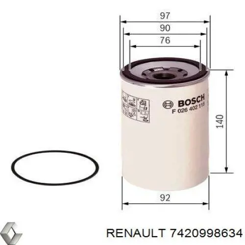 7420998634 Renault (RVI) Filtro de gasolina