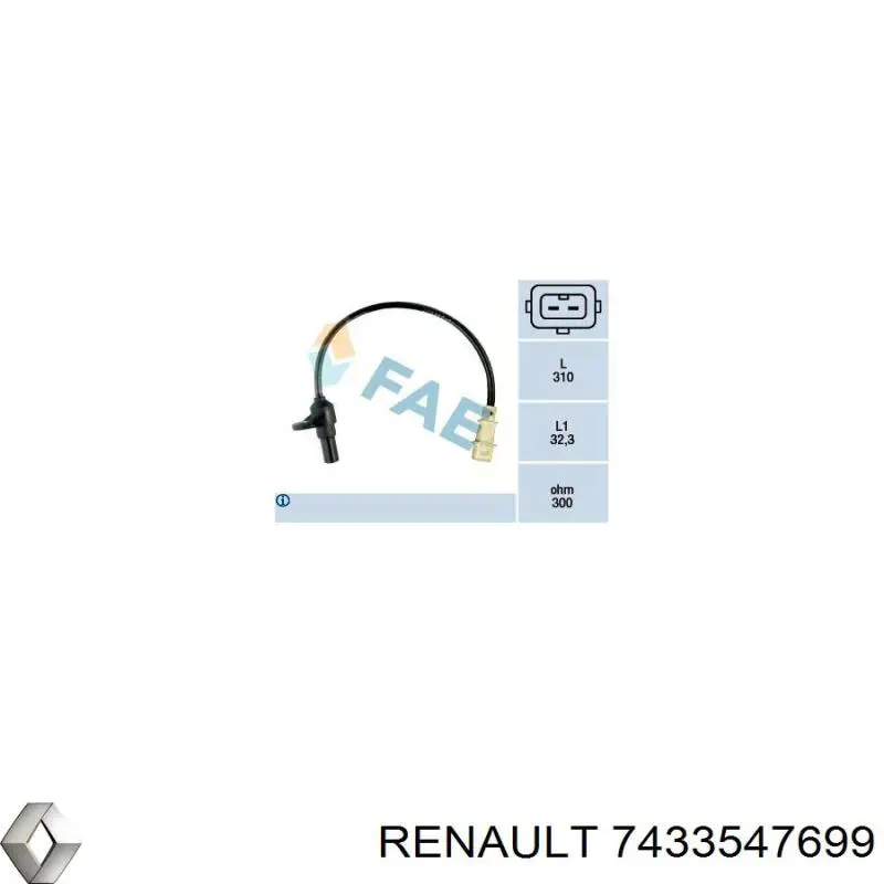 7433547699 Renault (RVI) sensor de cigüeñal