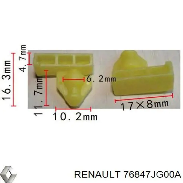 76847JG00A Renault (RVI) clips de fijación, faldilla guardabarro