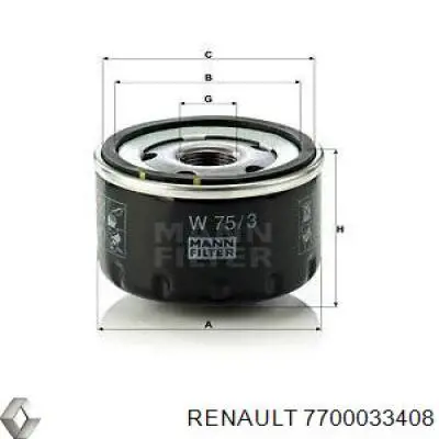 Filtro de aceite Renault Megane 1 LA0, LA1