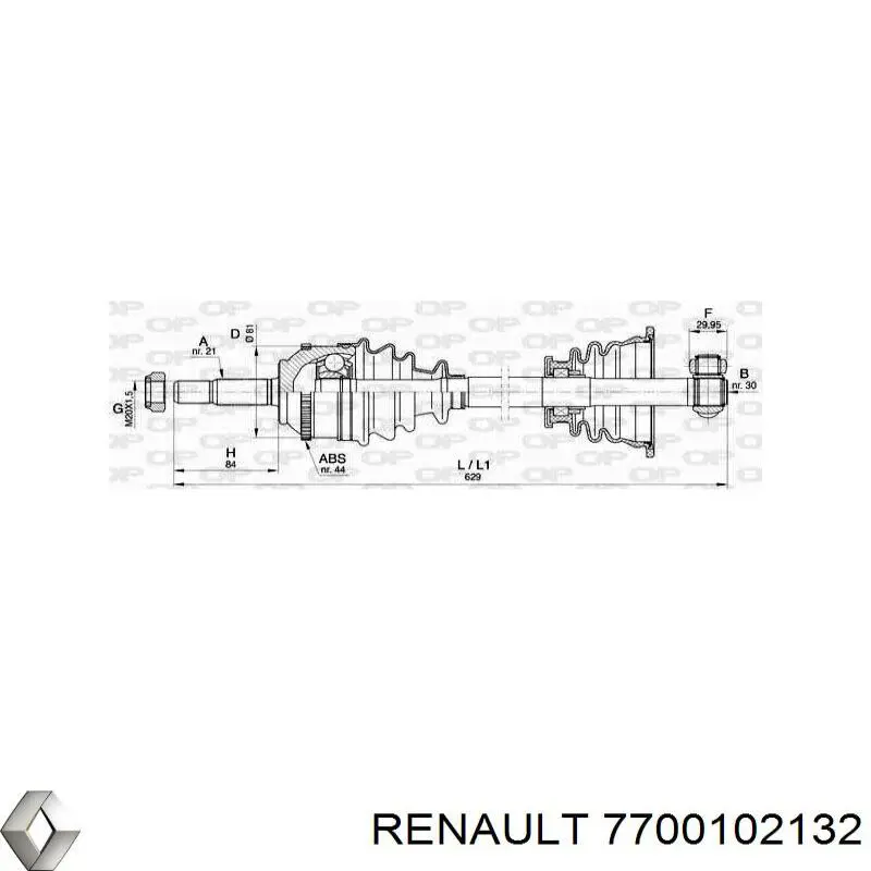 7700102132 Renault (RVI) árbol de transmisión delantero derecho