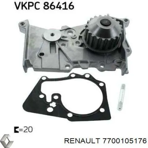 Bombeadora de agua Renault (RVI) 7700105176 precio, desde 35,36 EUR