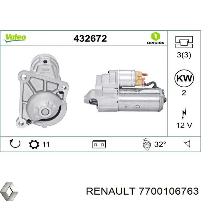 Burro de arranque  Renault (RVI) 7700106763 precio, desde 78,41 EUR
