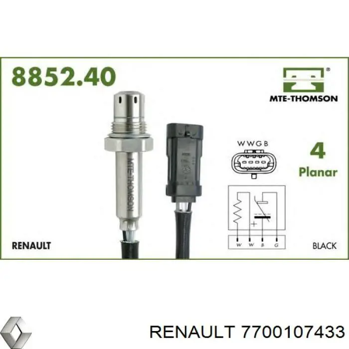 Sonda lambda de oxígeno posterior al catalizador 7700107433 Renault (RVI)