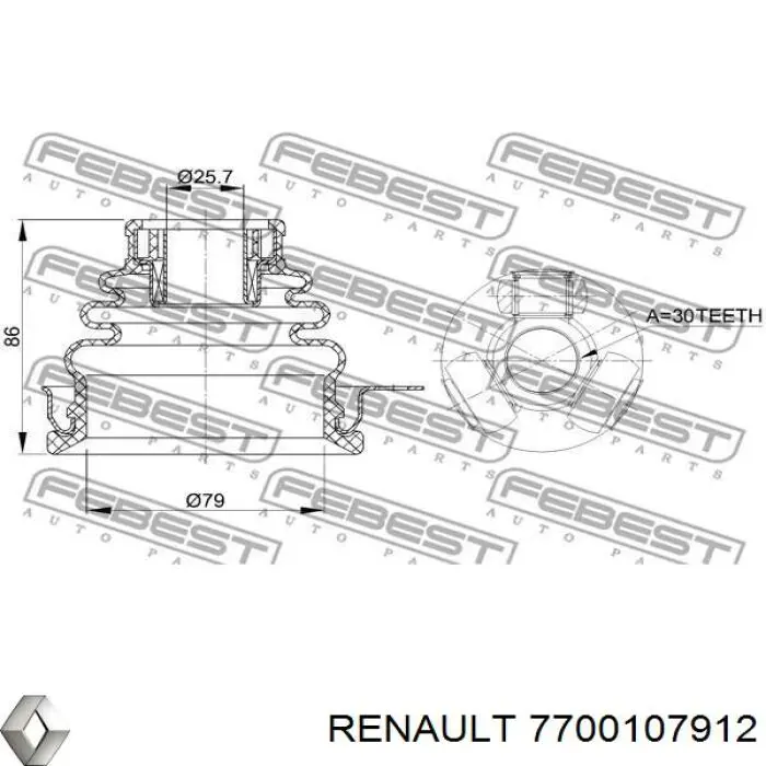 Trípode interior Renault (RVI) 7700107912 precio, desde 17,27 EUR