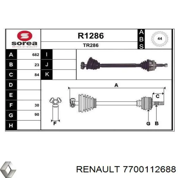 Semieje delantero izquierdo Renault (RVI) 7700112688 precio, desde 62,44 EUR